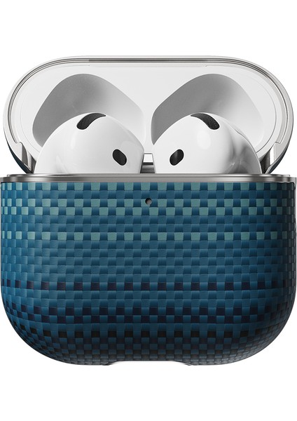 Airpods 4 Kılıf Aramid Fiber Pitaka Tactile Woven Sunset-Moonrise Serisi Sunset Kapak Mavi