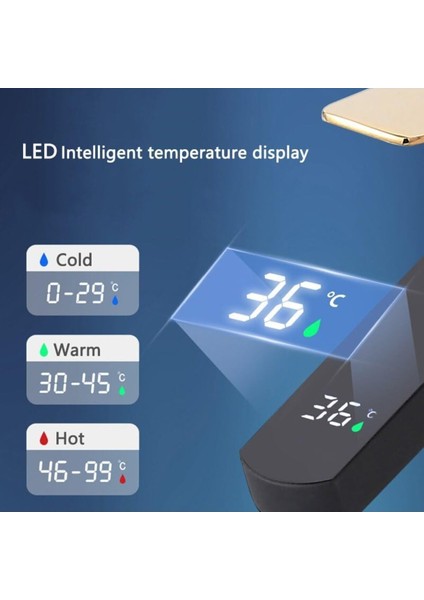 Akıllı Dijital Sıcaklık LED Ekran Banyo Lavabo Bataryası Siyah Gold Ithal 7 Yıl Garantili fiyatları