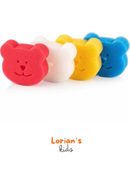 Ayıcık Desen Bebek Banyo ve Cocuk Banyo Süngeri 4'lü Paket