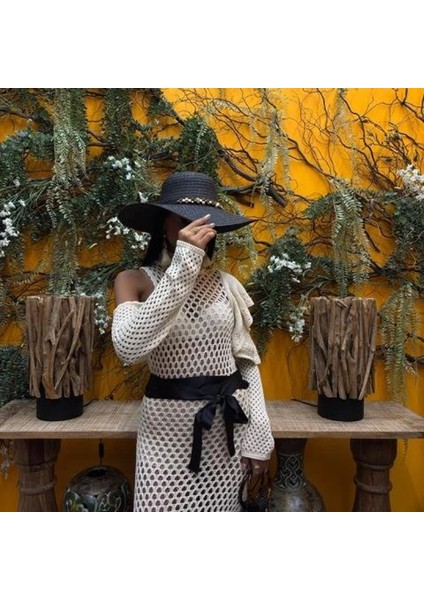 Saten Kuşaklı Ajurlu Triko Elbise 2847 indirimleri