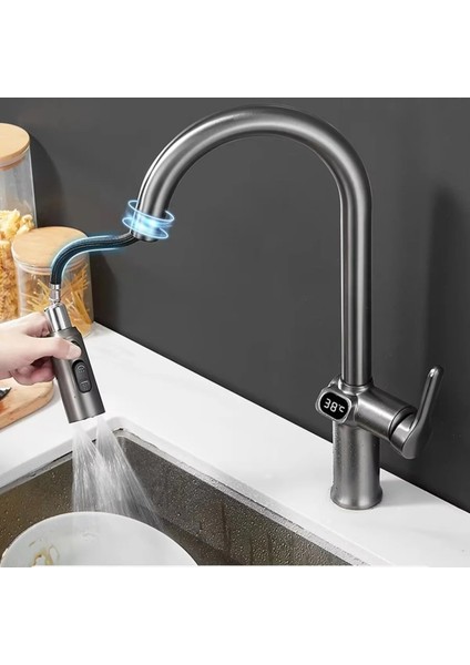 Dijital Mutfak Eviye Bataryası Duş Şelale Antrasit 3 Fonksiyonlu Fiskiyeli Ithal 7 Yıl Garantili fiyatları