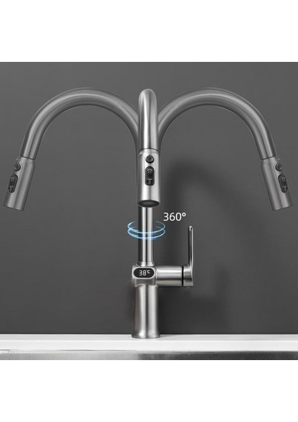 Dijital Mutfak Eviye Bataryası Duş Şelale Antrasit 3 Fonksiyonlu Fiskiyeli Ithal 7 Yıl Garantili fırsatları