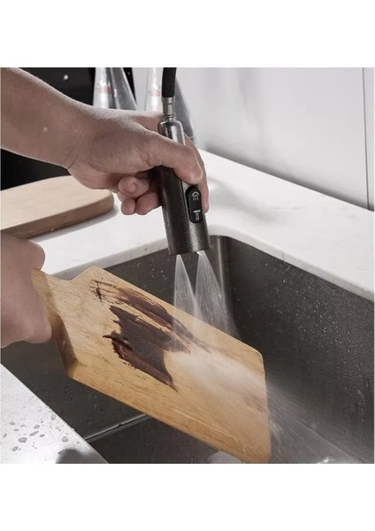 Dijital Mutfak Eviye Bataryası Duş Şelale Antrasit 3 Fonksiyonlu Fiskiyeli Ithal 7 Yıl Garantili