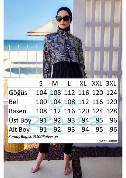 Önü Kapaklı Tam Kapalı Tesettür Mayo SIYAH08 R5208 Labire indirimleri