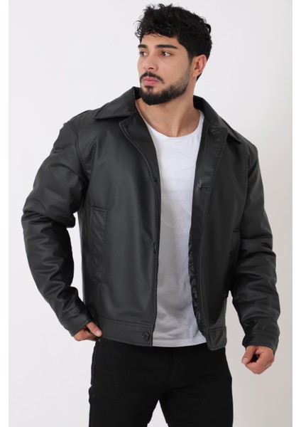 Oversize Düğmeli Suni Deri Kışlık Mont Bl 1851_50457 fiyatları