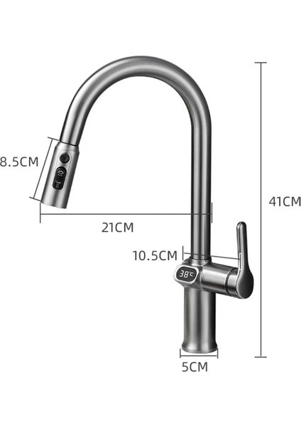 Dijital Mutfak Eviye Bataryası Duş Şelale Antrasit 3 Fonksiyonlu Fiskiyeli Ithal 7 Yıl Garantili modelleri