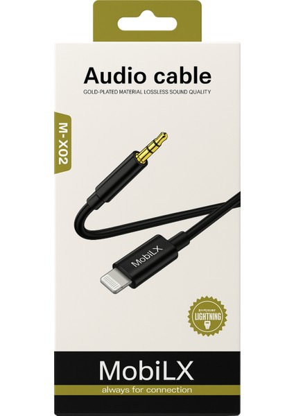 Mobilx M-X02 Lightning To 3.5mm Aux Ses Kablosu – iPhone Uyumlu, Stereo Ses Destekli, Altın Uçlu fiyatları