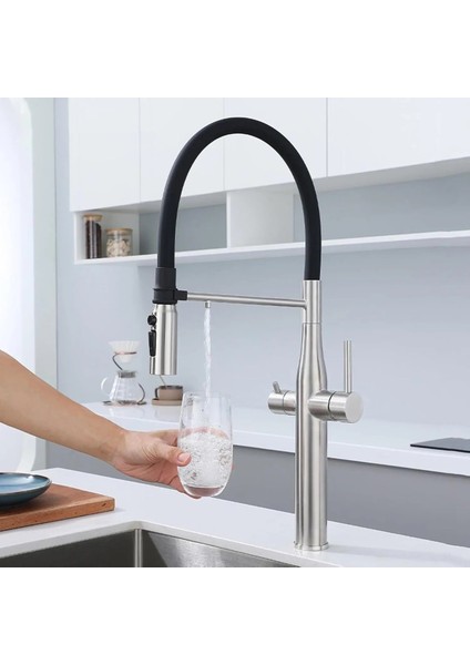 Mutfak Evye Bataryası Dual Flow Su Arıtma Çıkışlı Spiralli ve Fiskiyeli 7 Yıl Garanti Ithal Nikel