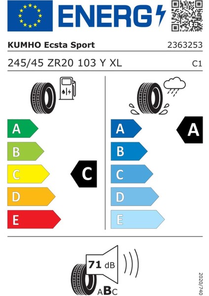 245/45R20 103Y Xl Ecsta PS72 (Ev) Yaz Lastiği (2025 Üretim) fiyatları
