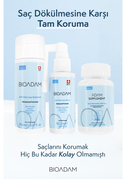 Saç Dökülme Karşıtı ve Saç Oluşumunu Destekleyen 3'lü Set - Şampuan, Sprey, Saw Palmetto Vitamin