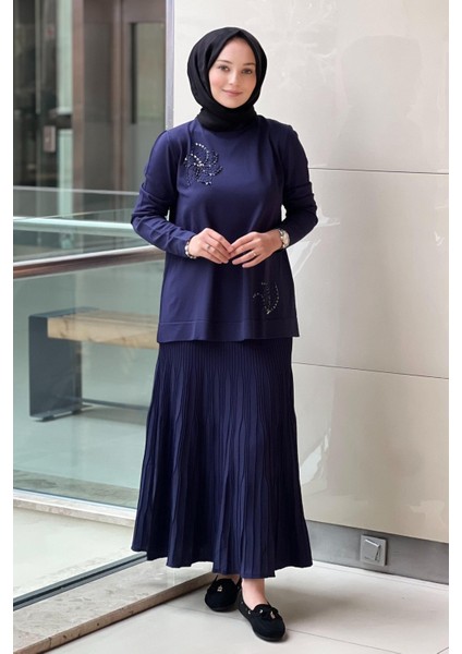 Nuss 1352 Boncuk Işlemeli Pilise Etekli Merserize Takım