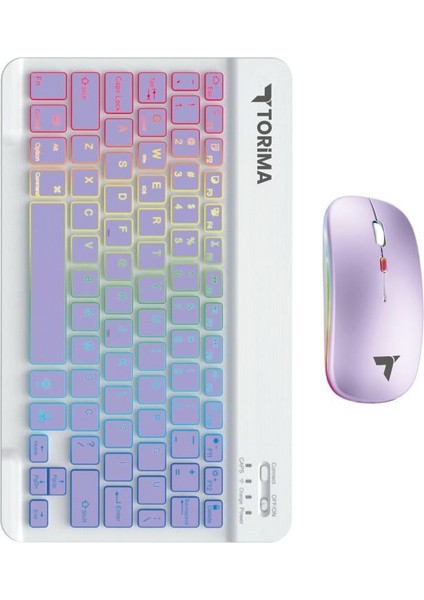 Tmk-09 Mor Şarj Edilebilir Rgb Işıklı Kablosuz Klavye Mouse Seti indirimleri