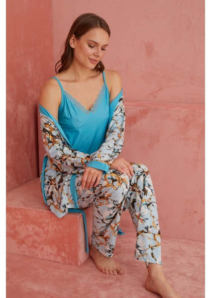 3’lü Bambu Sabahlıklı Pijama Takımı