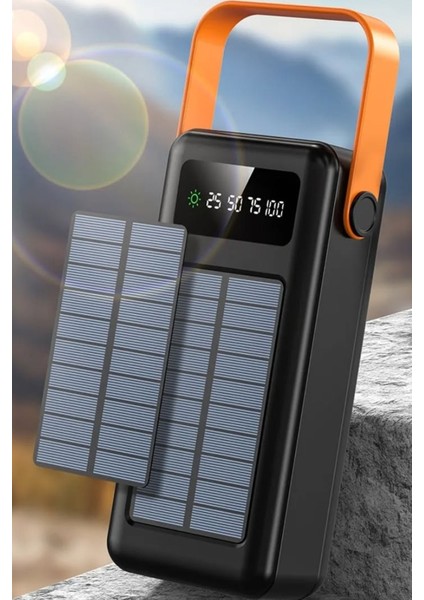 Güneş Enerjili 50.000 Mah Powerbank Kamp Ledli Işıklı Powerbank Kendinden Kablolu Solar 22.5W
