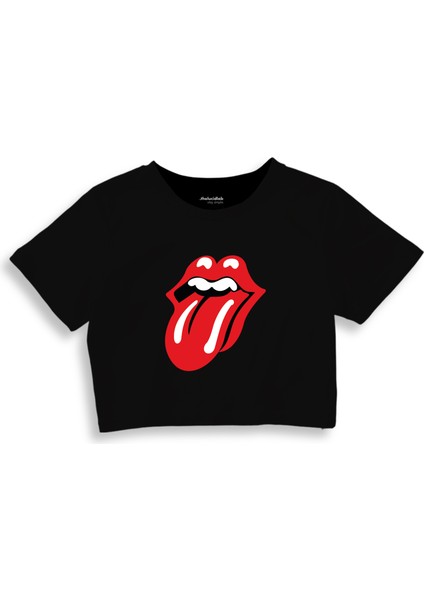 The Rolling Stones Crop Tişört - Siyah