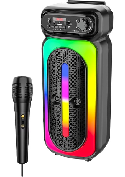 Karaoke Mikrofonlu Bluetooth Hoparlör LED Işıklı Taşınabilir Kablosuz Müzik Çalar fiyatları