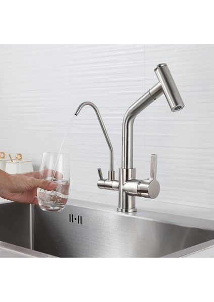 Mutfak Evye Bataryası Dual Flow Su Arıtma Çıkışlı Spiralli 2 Akış Modlu 7 Yıl Garantili Ithal Nikel