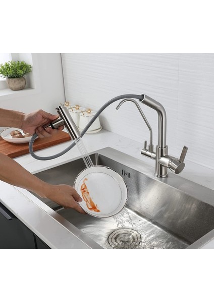 Mutfak Evye Bataryası Dual Flow Su Arıtma Çıkışlı Spiralli 2 Akış Modlu 7 Yıl Garantili Ithal Nikel modelleri