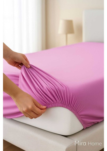 Çift Kişilik Düz Penye &#37;100 Pamuklu Lastikli Çarşaf 200X200 cm Battal Boy Newsheet Mor fiyatları