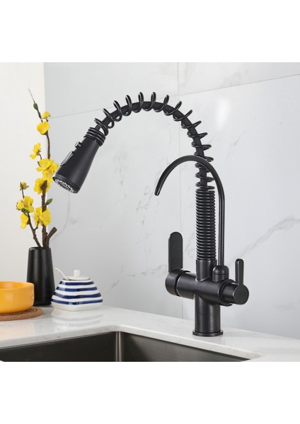 Mutfak Evye Bataryası Dual Flow Su Arıtma Çıkışlı Fiskiyeli Mat Siyah 7 Yıl Garantili Ithal fiyatları