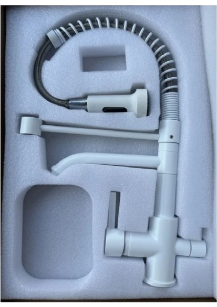 Mutfak Evye Bataryası Dual Flow Su Arıtma Çıkışlı Spiralli ve Fiskiyeli Beyaz 7 Yıl Garanti Ithal indirimleri