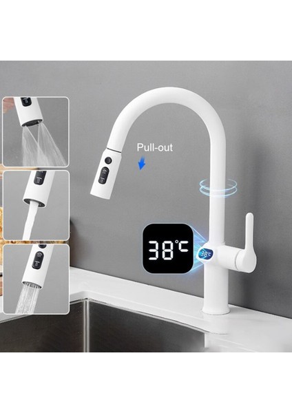 Dijital Mutfak Eviye Bataryası Duş Şelale Antrasit 3 Fonksiyonlu Fiskiyeli Ithal 7 Yıl Garantili