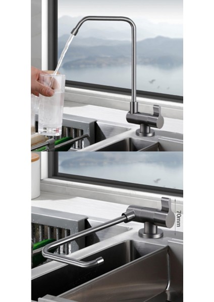 Su Arıtma Musluğu Katlanır Ankastre Yeni Model Mat Krom Nikel Ithal 7 Yıl Garantili