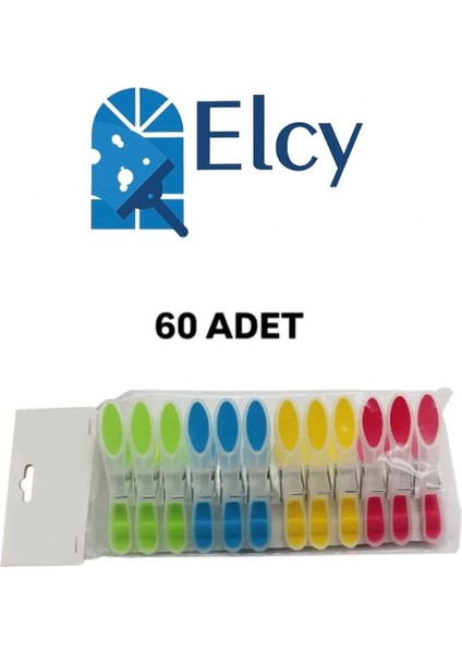 60 Adet Çamaşır Mandalı Iz Bırakmaz 60`li Ip Mandalı