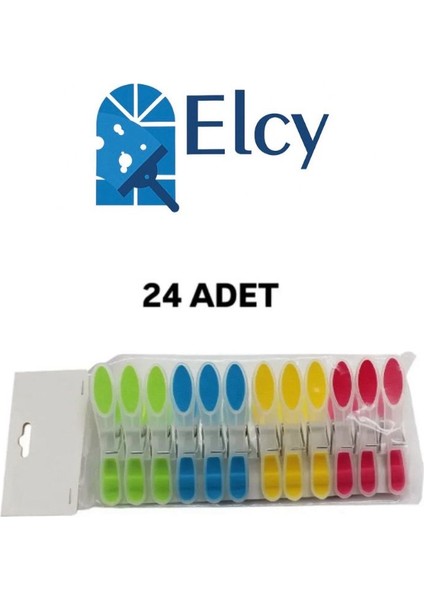 24 Adet Çamaşır Mandalı Iz Bırakmaz 24`li Ip Mandalı