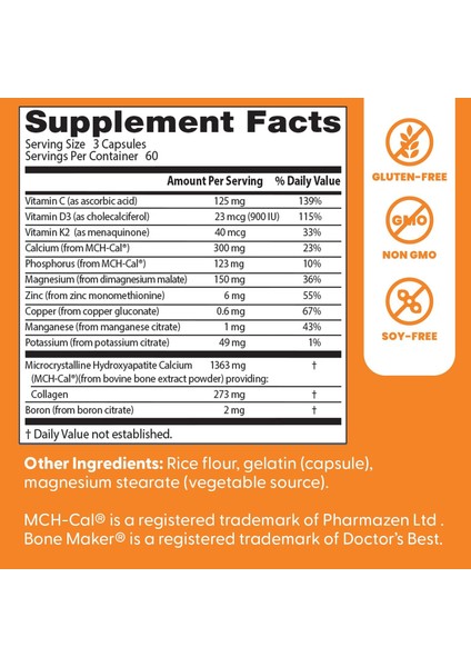 Calcium Bone Maker Complex With Mchcal Mk7 Manganez Copper Magnezyum Boron Zinc K2 Kalsiyum Kemik modelleri