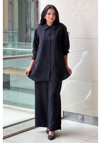 Nuss 1021 Çift Cepli Gömlek Bol Pantolon Fitilli Modal Takım