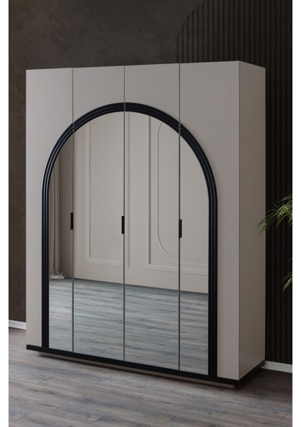 Gardırop, Hira Kumtaşı 4 Kapaklı Aynalı Dolap