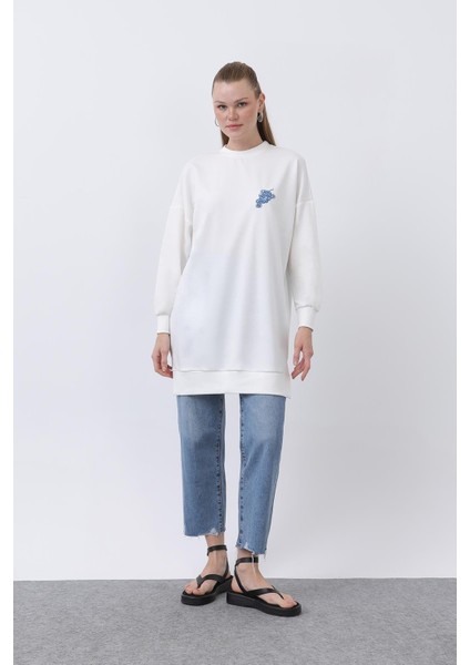 Kadın 10653 Önü Üzüm Arkası Meyveli Nakışlı Tunik