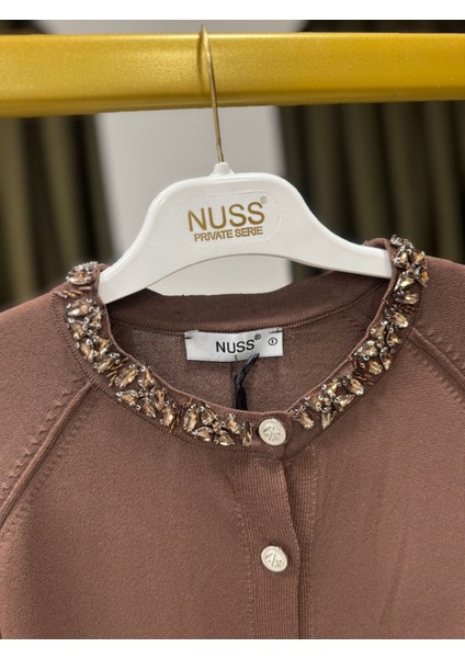 Nuss T300 Yakası Taş Işlemeli Reglan Kol Basic Merserize Hırka fiyatları