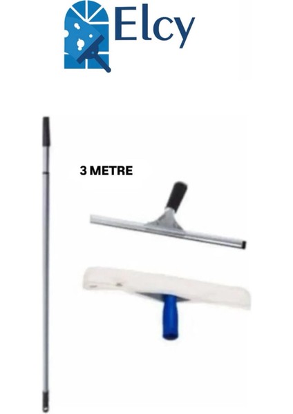 3 Metre Telekopik Uzayabilen Metal Sap 35 cm Cam Peluş ve Cam Çekçeği