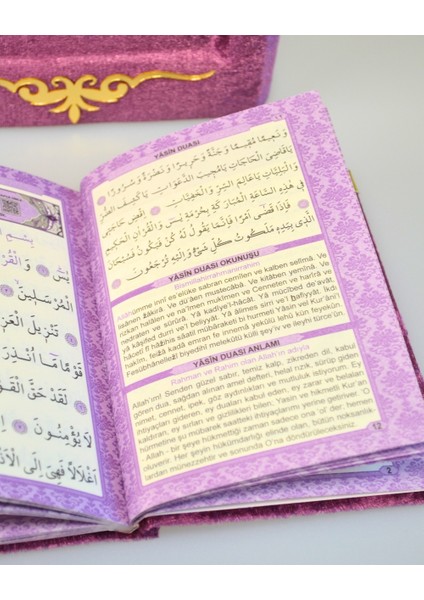 Pleksi Süslemeli Yasinli Kuran-I Kerim Seti Mor