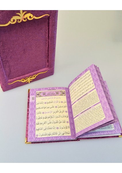 Pleksi Süslemeli Yasinli Kuran-I Kerim Seti Mor