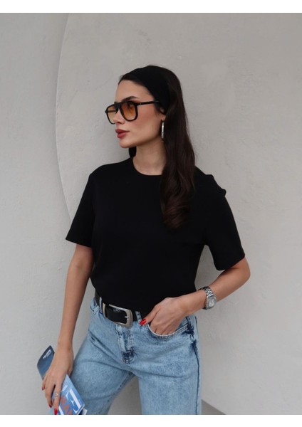 Kadın Bisiklet Yaka Basic T-Shirt %100 Pamuk fiyatları