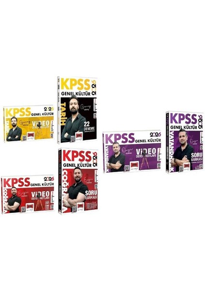 Yargı 2026 Kpss Tarih + Coğrafya + Vatandaşlık Video Ders Notları + Soru Bankası 6 Lı Set