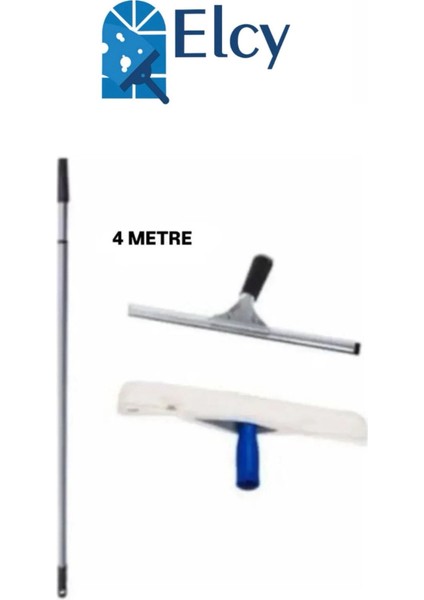 4 Metre Telekopik Uzayabilen Metal Sap 35 cm Cam Peluş ve Cam Çekçeği