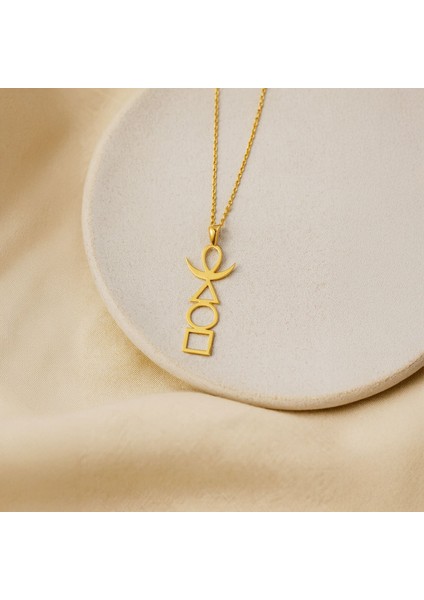 Sade Dört Element Altın Kaplama Gümüş Kolye
