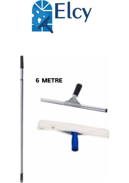 6 Metre Telekopik Uzayabilen Metal Sap 35 cm Cam Peluş ve Cam Çekçeği