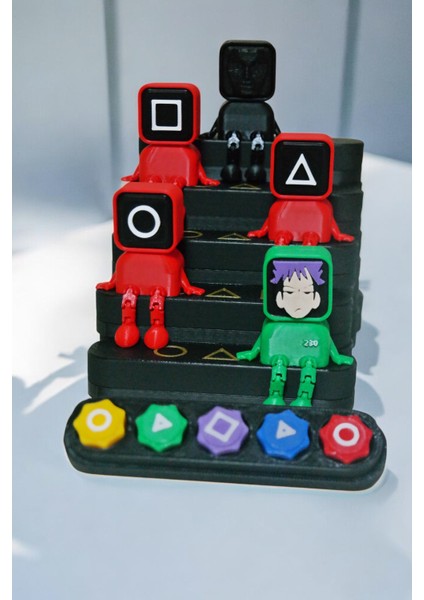 Squid Game 5'li Figür + Gonggi 5 Taş Oyunu + Uçan Taş Set