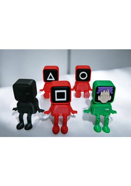 Squid Game 5'li Figür + Gonggi 5 Taş Oyunu + Uçan Taş Set