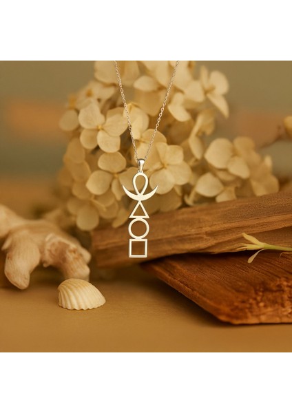 Sade Dört Element Beyaz Gümüş Kolye