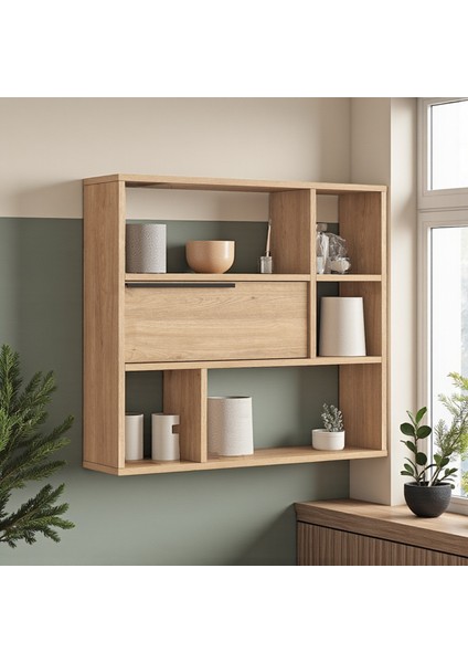 Mutfak Salon Duvar Rafı Kitaplık 90CM Kapaklı Beyaz fiyatları
