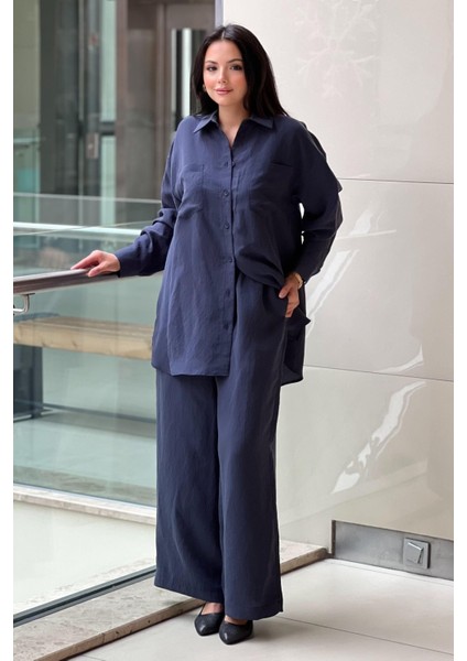 Nuss 1021 Çift Cepli Gömlek Bol Pantolon Fitilli Modal Takım