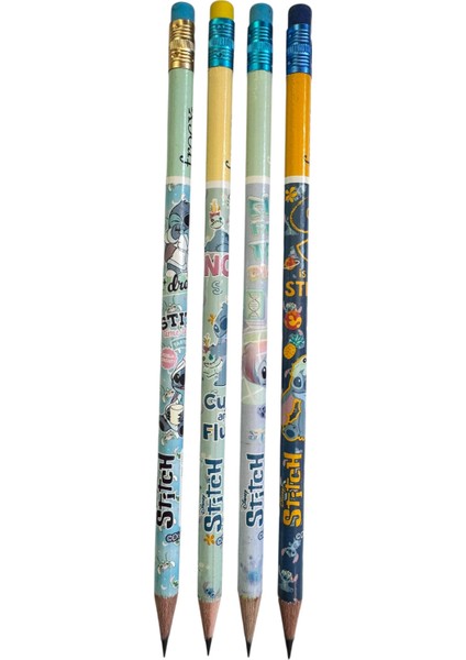 Stitch Lisanslı Kurşun Kalem Seti, 2b Sertlik, Silgili, 4 Adet, Renkli Tasarım fırsatları