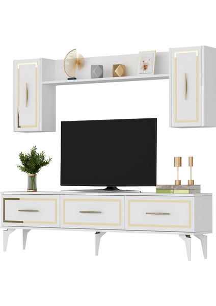 Vannessa 180 cm Tv Ünitesi Takımı Beyaz-Altın modelleri