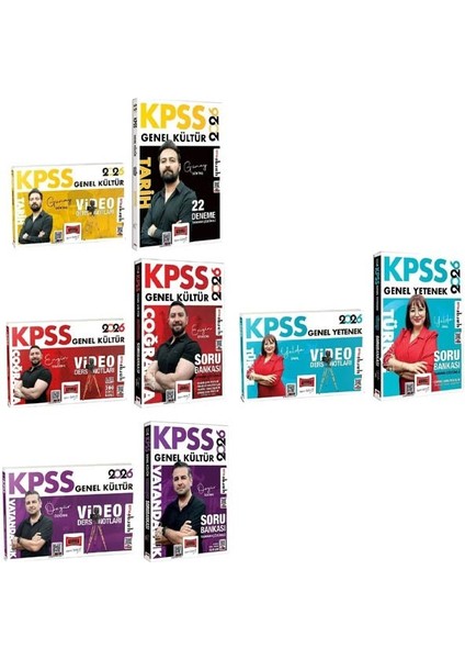 Yargı 2026 Kpss Tarih + Coğrafya + Vatandaşlık + Türkçe Video Ders Notları + Soru Bankası 8 Li Set